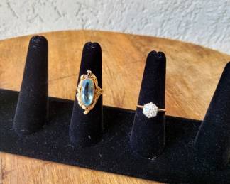 Antique aqua marine ring, diamond ring