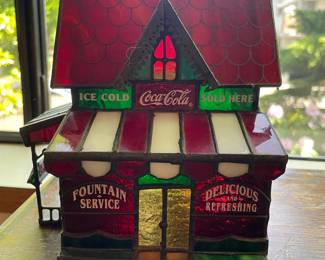 1995 Coca Cola Franklin Mint Stained Glass Corner Store Decoration