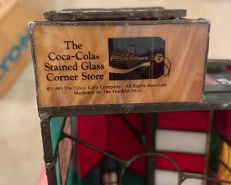 1995 Coca Cola Franklin Mint Stained Glass Corner Store Decoration