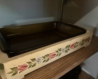 Handpainted Solid Wood Casserole Dish Holder 