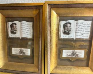 Pair of Framed Prints - Abraham Lincoln House Divided Page of History
