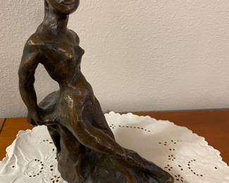 Bronze Sculpture of Sitting Woman - Signed Bela Sanford
