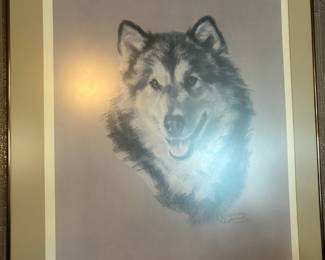 Framed & Matted Print of Husky Head by Josephine Crumrine