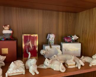 Lenox Kitten Sculptures - Awake to a Kiss, Dream Away, 2000 Lenox The Inquisitive Christmas Cat Ornament, Lenox Waiting For Santa Claus Kitten Figurine, Lenox Kitty’s Gift From the Heart Kitten Figurine