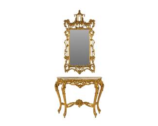 Rococo Style Console Table Mirror