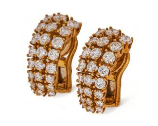 Jose Hess 18K Yellow Gold, Diamond French Clip Earrings