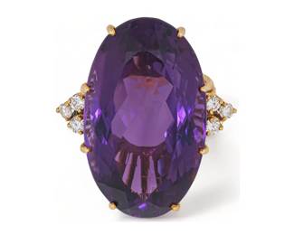 14K Gold, Amethyst Diamond Ring
