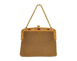 Edwardian French 18k yellow gold mesh metal purse