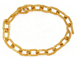 Jean Mahie, hand forged 22k yellow gold large link necklace
