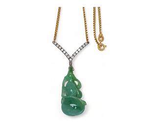  14K Jade Diamond Necklace
