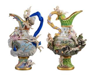 Meissen porcelain element ewers, after a model by J.J. Kandler