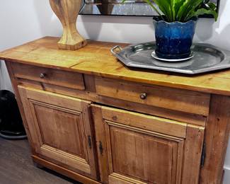 Beautiful vintage pine console with a lot of storage . Pls email for appointment to view bc this is not available on Sat . 