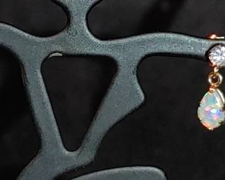 10 kt setting & post with genuine opals & CZ's