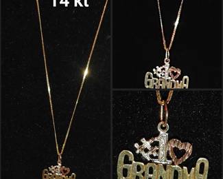 14kt Gold Chain & 14kt pendant #1 Grandma
