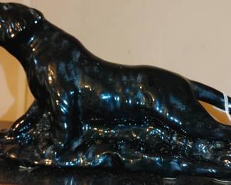 VINTAGE Black Panther Planter Mid Century Modern Ceramic Cat