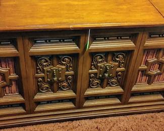 Console stereo is very retro - General Electric stereo includes 8 track, turntable, and radio. 