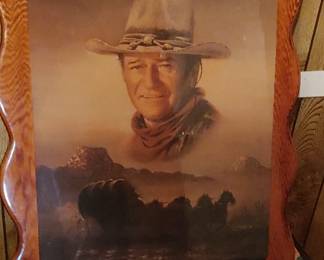 Beautiful John Wayne decoupage picture on Pine