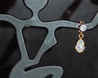 10 kt setting & post with genuine opals & CZ's