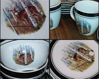 Cabela's  Whitetail Deer Buck  Folkcraft Stoneware Dish set