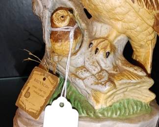 VINTAGE Brinnco handcrafted porcelain owl and baby original tag
