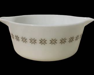 VTG Pyrex Town & Country 1 QT Casserole Dish 473 Brown on White Star