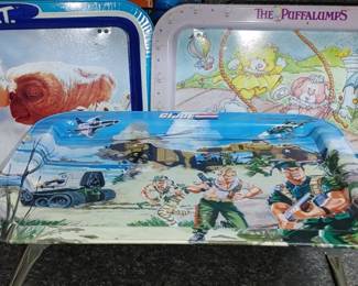 3 AWESOME vintage TV trays in fantastic condition GI Joe ET and Puffalumps