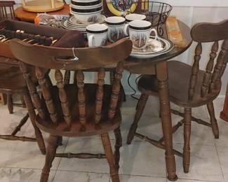 , nice all wooden dining room table and 4 chairs