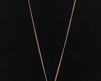 Vintage vendom faux cameo 1 20th 12kt gold filled frame & long chain