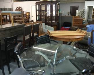 Furniture and home decor. Glass top table and chairs by Cal-Style