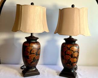 Pair of Tropical "Wood" Lamps