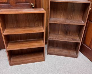 Two laminate bookshelves, tallest is 40"H x 23"W (This item is in the Lower Level)