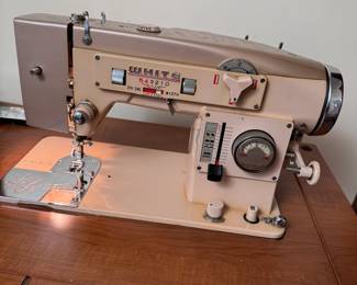 White 970 Selectric sewing machine appears to work well on initial test, good condition on surface of machine and table (This item is upstairs) 