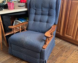 Vintage tufted back reclining rocker, upholstery is worn and needs cleaning 30"W x 28"D