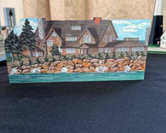 Fernwood Art Works wooden display of Walker's Point, Kennebunkport, Maine 4.5"H x 10"W