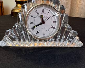 Crystal Clear lead crystal battery-operated desk clock 3.5"H x 6"L