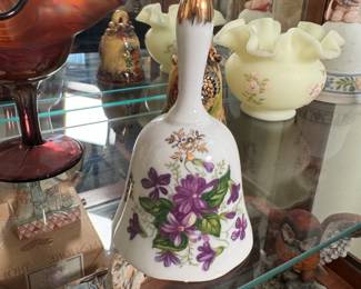 Porcelain bell with violets 4"