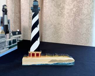Sheila's wood lighthouse display Cape Hatteras Light III 6.5"W x 7.5"H