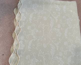 Pale green bed cover, minor wear and spots full/queen
