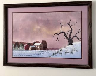 Farmhouse in Winter original watercolor by Winona B. Hancock 20" x 28"