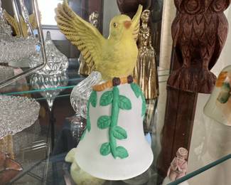 Porcelain yellow bird bell 4"
