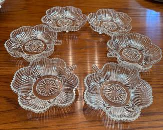 Federal Glass Clover clear bonbon dishes 6"