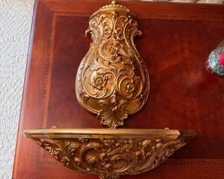 Vintage Syroco heavy plastic faux wall fountain and bowl 20"W, fountain is 20"H