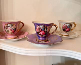 Royal Vienna trio of demitasse cups and saucers