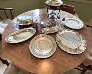 Grouping of silverplated serving pieces