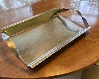 Hand made metal tray with handles 13"L