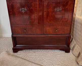 Large two-door radio cabinet (no radio), mild scratches 33"H x 36"W x 20"W (This item is heavy & downstairs)