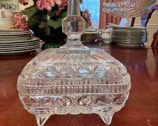 Elegant footed square candy dish 7"H