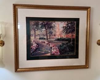 Van Martin 'Cathedral Walkway' print with gold frame 34"H x 40"W