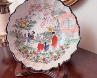 Japanese ceramic bowl, minor hairlines on back 8"W