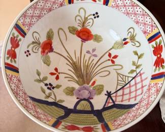 Hand-painted floral bowl 5"H x 11"W